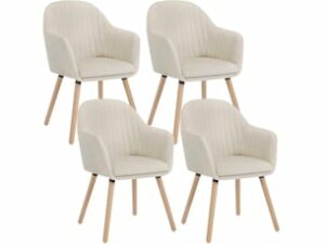 Chaise Velours Blanc – Lot de 4