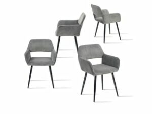 Chaise Scandinave en Velours Gris Conforama – Lot de 4