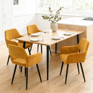 Chaise Cromwell en Velours Beige – Lot de 4