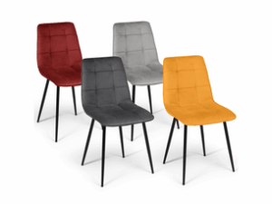 Chaise Mila en Velours Multicolore – Lot de 4