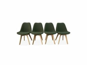 Chaise Scandinave en Bouclette Kaki – Lot de 4