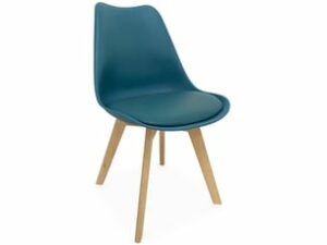 Chaise Scandinave en Bois Bleu Canard – Lot de 4