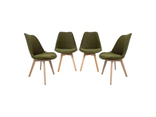 Chaise Scandinave en Bouclette Kaki Conforama – Lot de 4