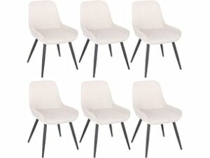 Chaise Relaxante en Velours Blanc – Lot de 6