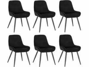 Chaise Relaxante en Velours Noir – Lot de 6