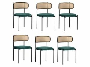 Chaise Vert en Velours – Lot de 6