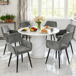 Chaise Cromwell en Velours Beige – Lot de 6