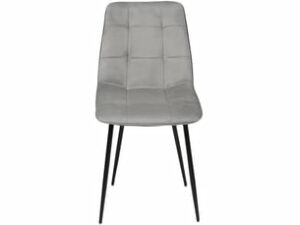 Chaise Mila en Velours Gris Clair – Lot de 6