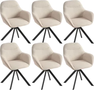 Chaise Pivotante Beige en Tissu – Lot de 6