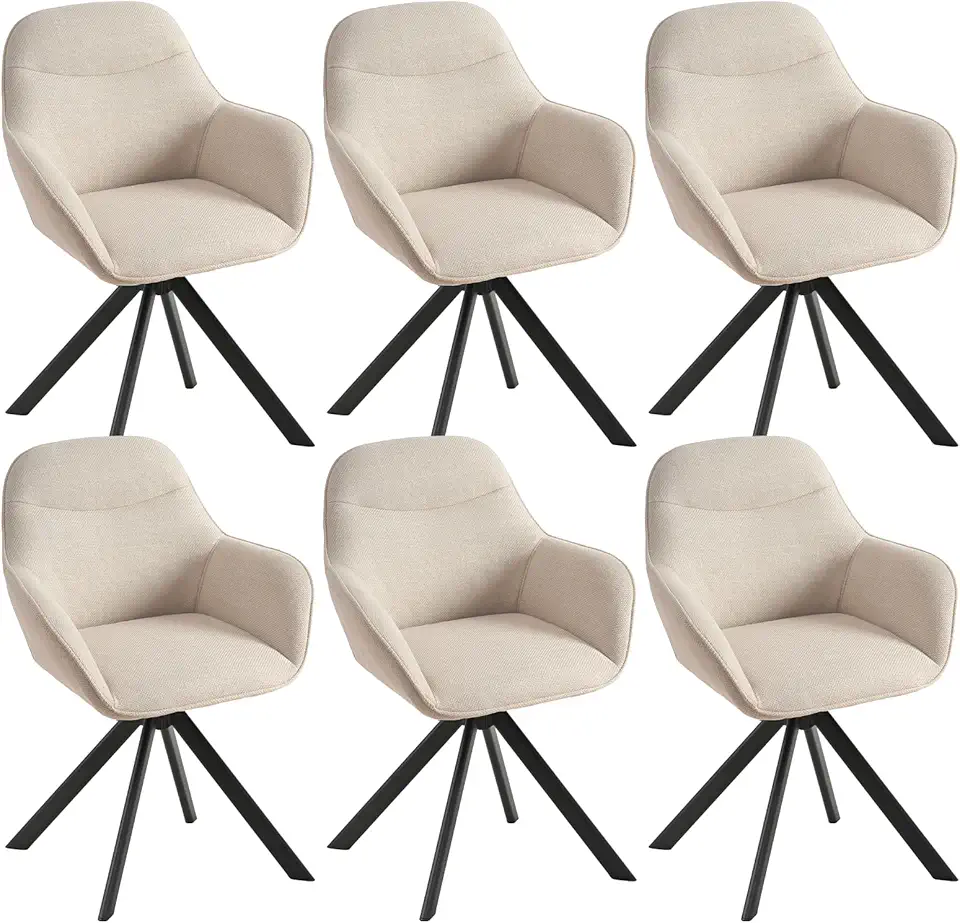 Chaise Pivotante Beige en Tissu – Lot de 6