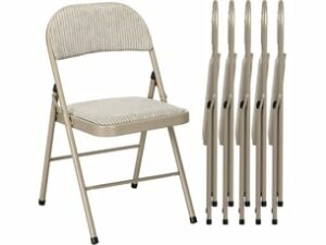 Chaise Pliante Rembourrée en Tissu Beige – Lot de 6