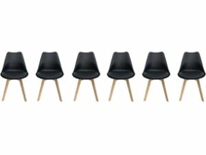 Chaise Scandinave en Bois Noir – Lot de 6 (Conforama)