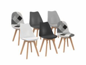 Chaise Scandinave en Tissu Noir – Lot de 6