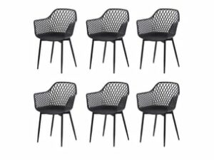 Fauteuil Scandinave en Metal Noir – Lot de 6