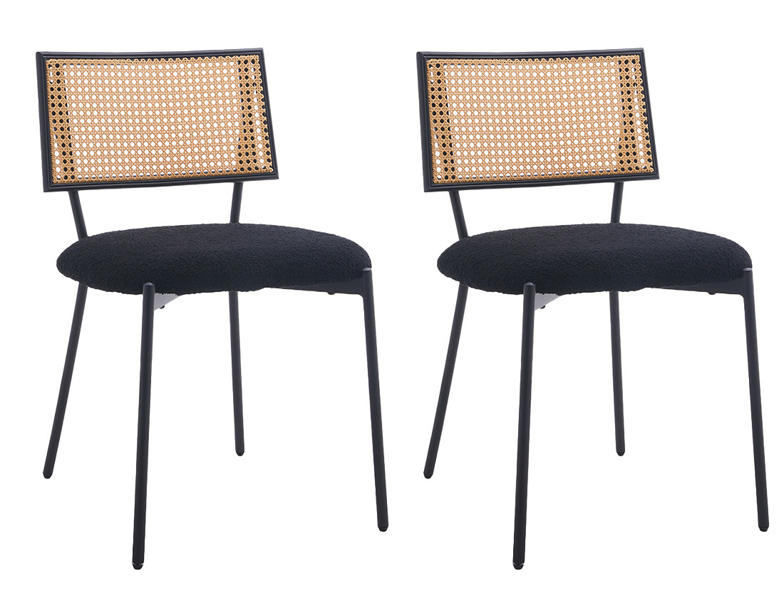 Chaise Luciano en Bouclette Blanc – Lot de 2