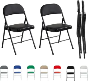 Chaise Pliantes Simili Noir – Lot de 2