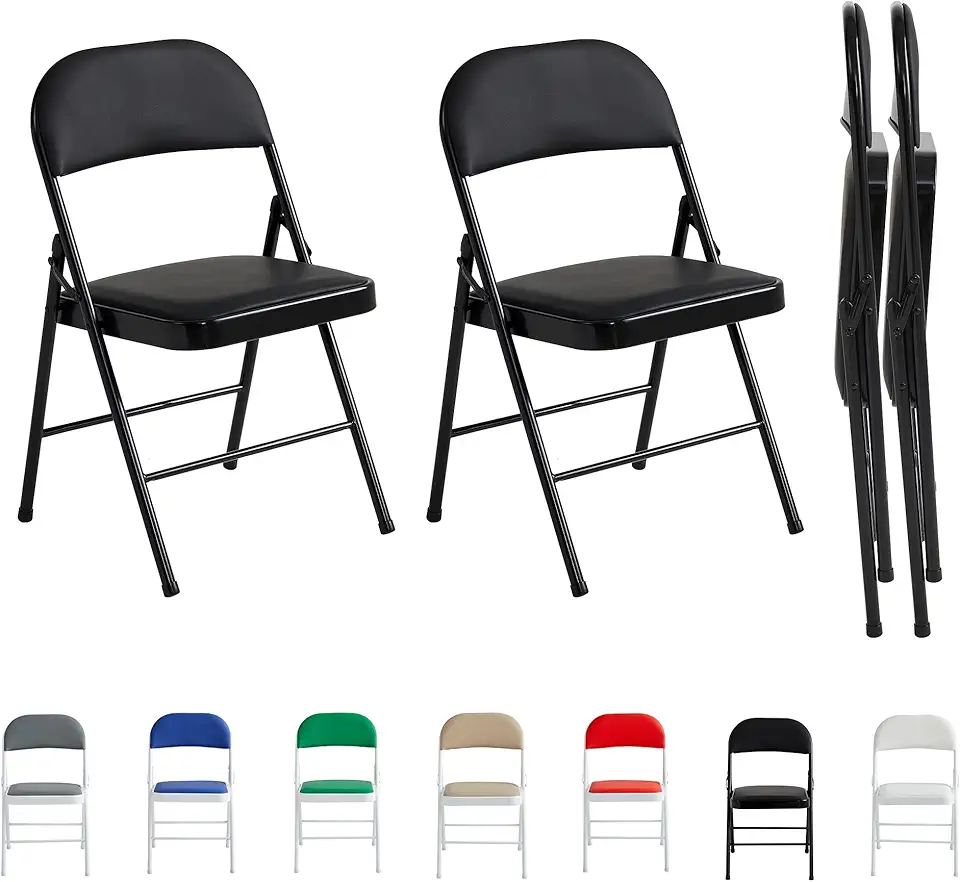 Chaise Pliantes Simili Noir – Lot de 2