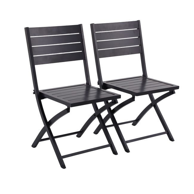 Chaise NATERIAL Xara en Aluminium Gris – Lot de 2