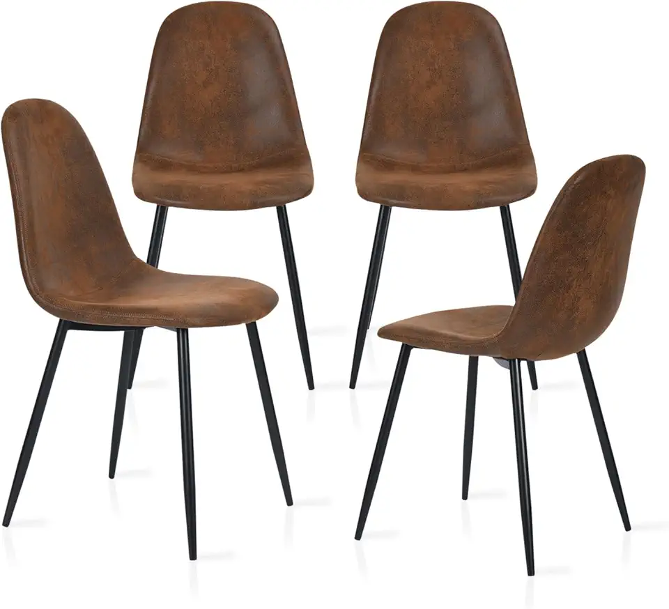 Chaise Scandinave en Simili Noir – Lot de 4