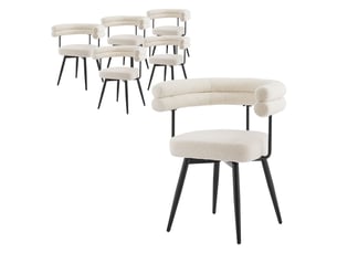 Chaise Pivotante Beige en Tissu – Lot de 6 Bouclette