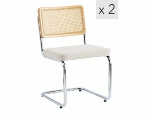 Chaise Industrielle en Rotin Noir – Lot de 2