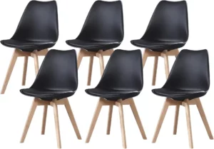 Chaise Scandinave en Bois Noir – Lot de 6