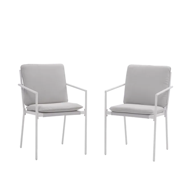 Fauteuil Sigma en Acier Blanc – Lot de 2