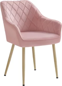 Chaise Velours Rose Bonbon et Doré Clair