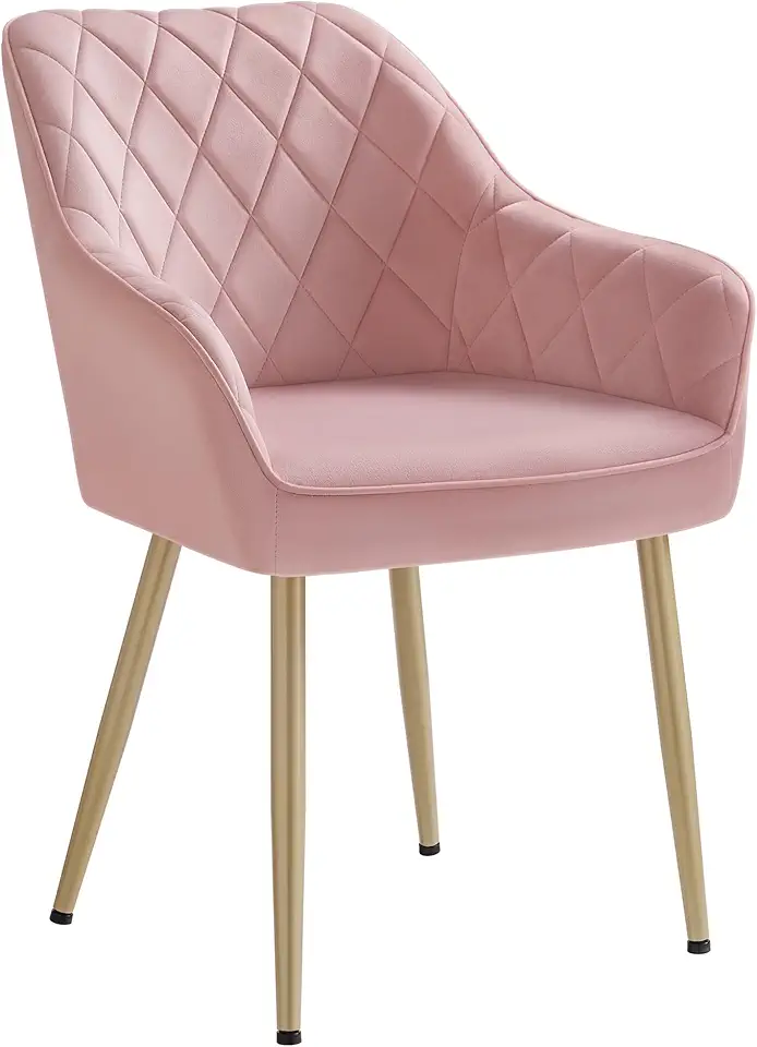 Chaise Velours Rose Bonbon et Doré Clair