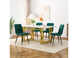 Chaise Velours Vert Foncé – Lot de 4