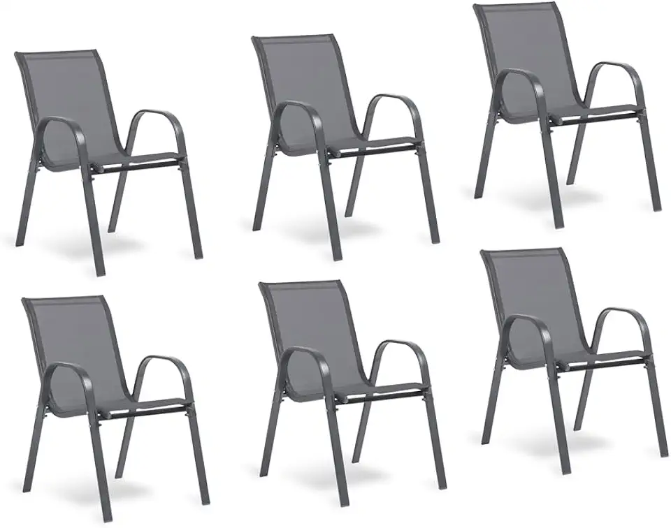 Chaise Empilable en Tissu Noir – Lot de 6