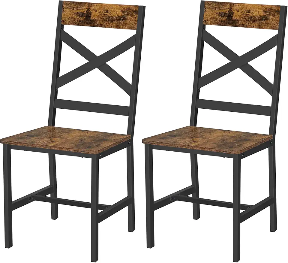 Chaise Industrielle en Bois Noir – Lot de 2