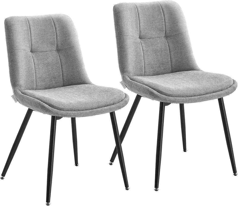 Chaise Rembourrée Moderne en Chenille Gris – Lot de 2