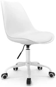 Chaise Scandinave en Cuir Blanc