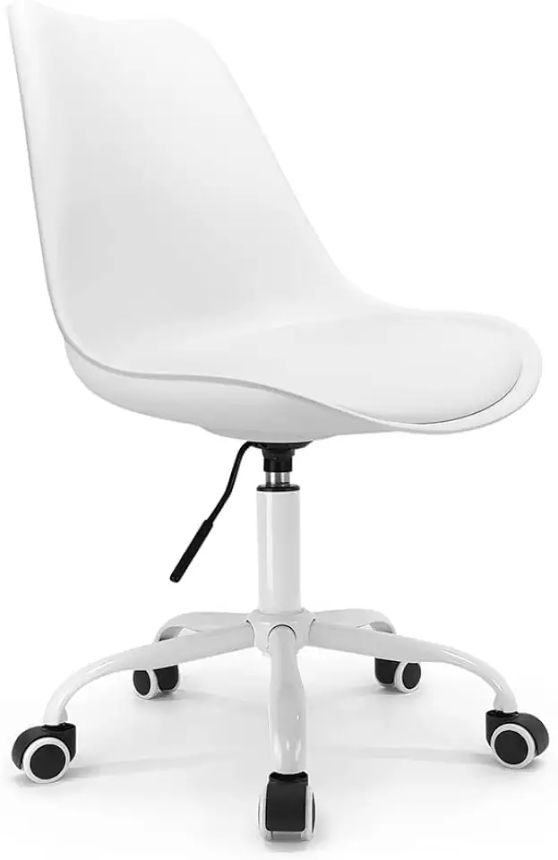 Chaise Scandinave en Cuir Blanc