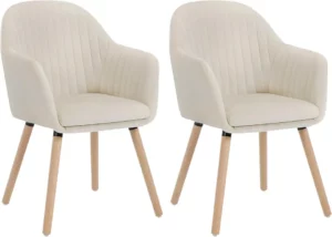 Chaise Velours Beige – Lot de 2