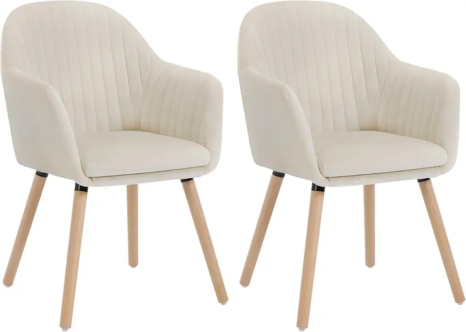 Chaise Velours Beige – Lot de 2