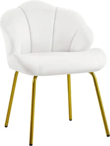 Fauteuil Coquillage en Velours Blanc