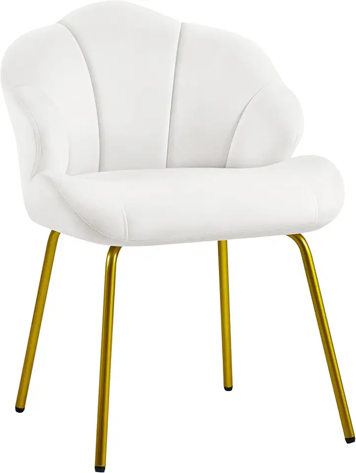 Fauteuil Coquillage en Velours Blanc